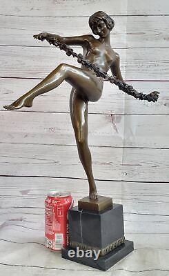 Beautiful Dancer With Thyrsus, Pierre Le Faguays Bronze Art Deco Sculpture