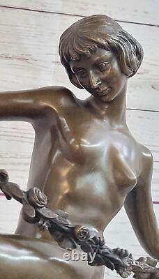 Beautiful Dancer With Thyrsus, Pierre Le Faguays Bronze Art Deco Sculpture