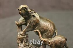 Beautiful Family Elephants Bronze March Art Deco Sculpture Statue Faune Dec