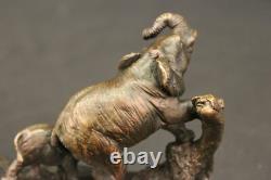 Beautiful Family Elephants Bronze March Art Deco Sculpture Statue Faune Dec