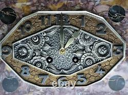 Beautiful Fireplace Garnish Art Deco Marble Bronze Pendulum Set Clock