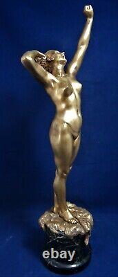 Beautiful Golden Bronze Signed Simon The Awakening Art Deco Rèf/a/27/16