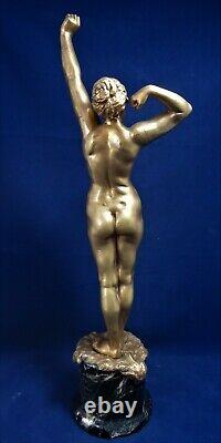 Beautiful Golden Bronze Signed Simon The Awakening Art Deco Rèf/a/27/16