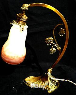 Beautiful Lamp 1900 Foot Bronze Tulip Muller, Daum Era Galle Vase