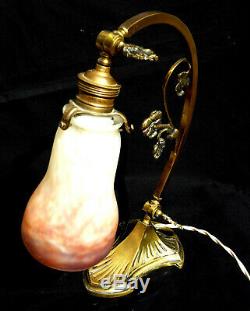 Beautiful Lamp 1900 Foot Bronze Tulip Muller, Daum Era Galle Vase