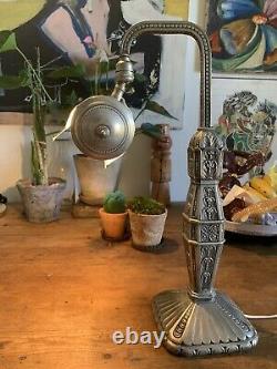 Beautiful Lamp Art Deco 1920 Ancient Piano Bureau Bronze Silver Antique Desk Lamp