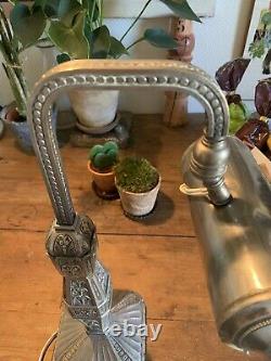 Beautiful Lamp Art Deco 1920 Ancient Piano Bureau Bronze Silver Antique Desk Lamp