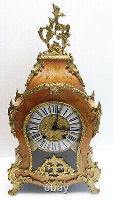 Beautiful Large Cartel Wood Rose Bronze Pendulum Clock Mid-20th Century