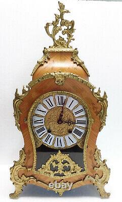 Beautiful Large Cartel Wood Rose Bronze Pendulum Clock Mid-20th Century