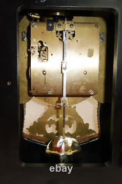 Beautiful Large Cartel Wood Rose Bronze Pendulum Clock Mid-20th Century