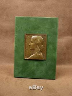 Beautiful Medal Sculpture Low Relief Bronze Woman Art Deco Sign Morlon