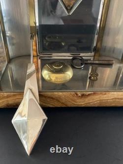 Beautiful and Large Art Deco Clock / Silvered Bronze Panther / Adnet / 1930