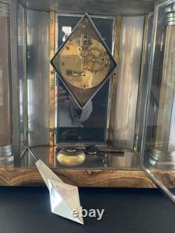 Beautiful and Large Art Deco Clock / Silvered Bronze Panther / Adnet / 1930