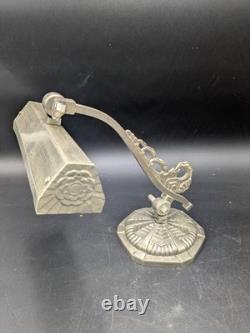 Beautiful art deco piano lamp, notary/banker style, in nickel-plated bronze, 1930, modernist