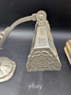 Beautiful art deco piano lamp, notary/banker style, in nickel-plated bronze, 1930, modernist