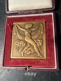 Beautiful bronze Art Deco Medal The semi-nude ballet dancer by THENOT
