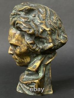 Beautiful bronze sculpture bust of Beethoven, signed Le Verrier Le Faguays, Art Deco