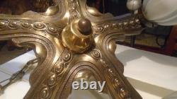 Belgian Art Deco chandelier in solid bronze 5 lights circa 1920-1935