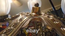 Belgian Art Deco chandelier in solid bronze 5 lights circa 1920-1935