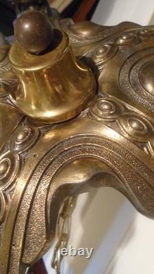 Belgian Art Deco chandelier in solid bronze 5 lights circa 1920-1935