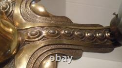 Belgian Art Deco chandelier in solid bronze 5 lights circa 1920-1935