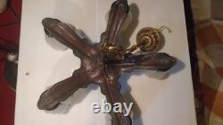 Belgian Art Deco chandelier in solid bronze 5 lights circa 1920-1935