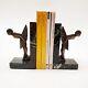 Bookend Sculpture Woman Dancer Signed C. Charles Art Deco Bronze