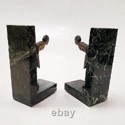 Bookend Sculpture Woman Dancer Signed C. Charles Art Deco Bronze