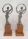 Bookends Sculpture Aluminum Zinc Woman Trophy No Bronze Art Deco Style