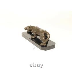 Bronze Animal Art Deco Statue Sculpture Panther Marble Dsbr-89
