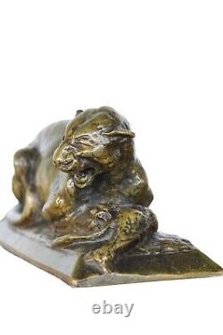Bronze Animal Panther And Her Proie Art Deco Maurice Ostrzesz De Lysniewski