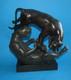 Bronze Animalier Statue Sculpture, Panthers, Art Deco Bronze, Height 28 Cm