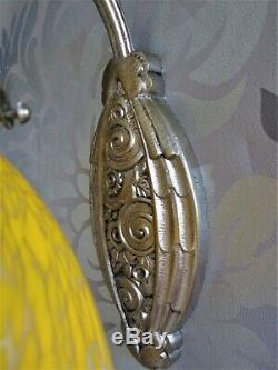Bronze Applique Nickel Tulip Glass Paste Schneider Delatte Muller Art Deco