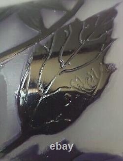 Bronze Applique with Acid-Etched Glass Tulip Flower Signed Laflor Art Deco