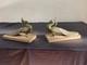 Bronze Art Bookends And Art Deco Marble Animal Peafowl