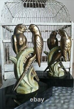 Bronze Art Deco 1930 Elegant Pair Of Couples Of Parakeets Greenhouse Books