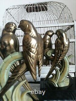 Bronze Art Deco 1930 Elegant Pair Of Couples Of Parakeets Greenhouse Books