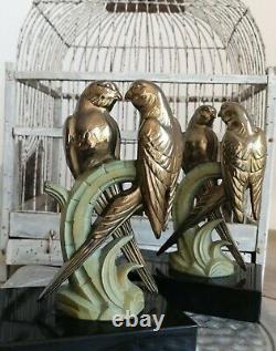Bronze Art Deco 1930 Elegant Pair Of Couples Of Parakeets Greenhouse Books