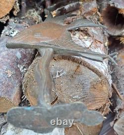 Bronze Art Deco Animalier Scalar Fish Brown Patina 27 Cms