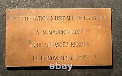 Bronze Art Deco & Art Nouveau Plaque: The Flute Player G. CROUZAT 1978