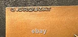 Bronze Art Deco & Art Nouveau Plaque: The Flute Player G. CROUZAT 1978