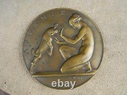 Bronze Art Deco Artemis Medal by E Doumenc 11.5 cm
