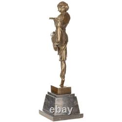 Bronze Art Deco Charm of the Orient Statue on Black Marble after A. Godard Bronze Art Deco Charm of the Orient Statue on Black Marble after A. Godard