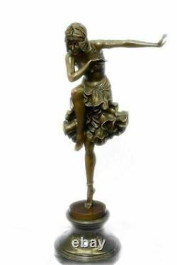 Bronze Art Deco Egyptian Dancer Statue, Signed D. H.