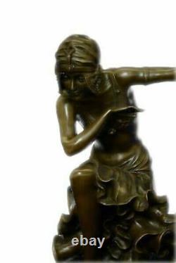 Bronze Art Deco Egyptian Dancer Statue, Signed D. H.