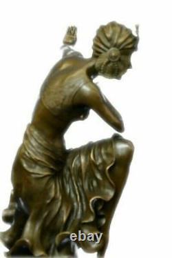 Bronze Art Deco Egyptian Dancer Statue, Signed D. H.