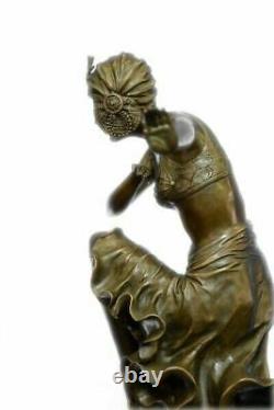 Bronze Art Deco Egyptian Dancer Statue, Signed D. H.