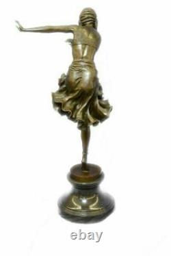 Bronze Art Deco Egyptian Dancer Statue, Signed D. H.