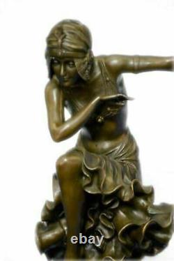 Bronze Art Deco Egyptian Dancer Statue, Signed D. H.