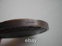 Bronze Art Deco Medal 68mm Ocean Liner NORMANDIE CGT by VERNON 1935